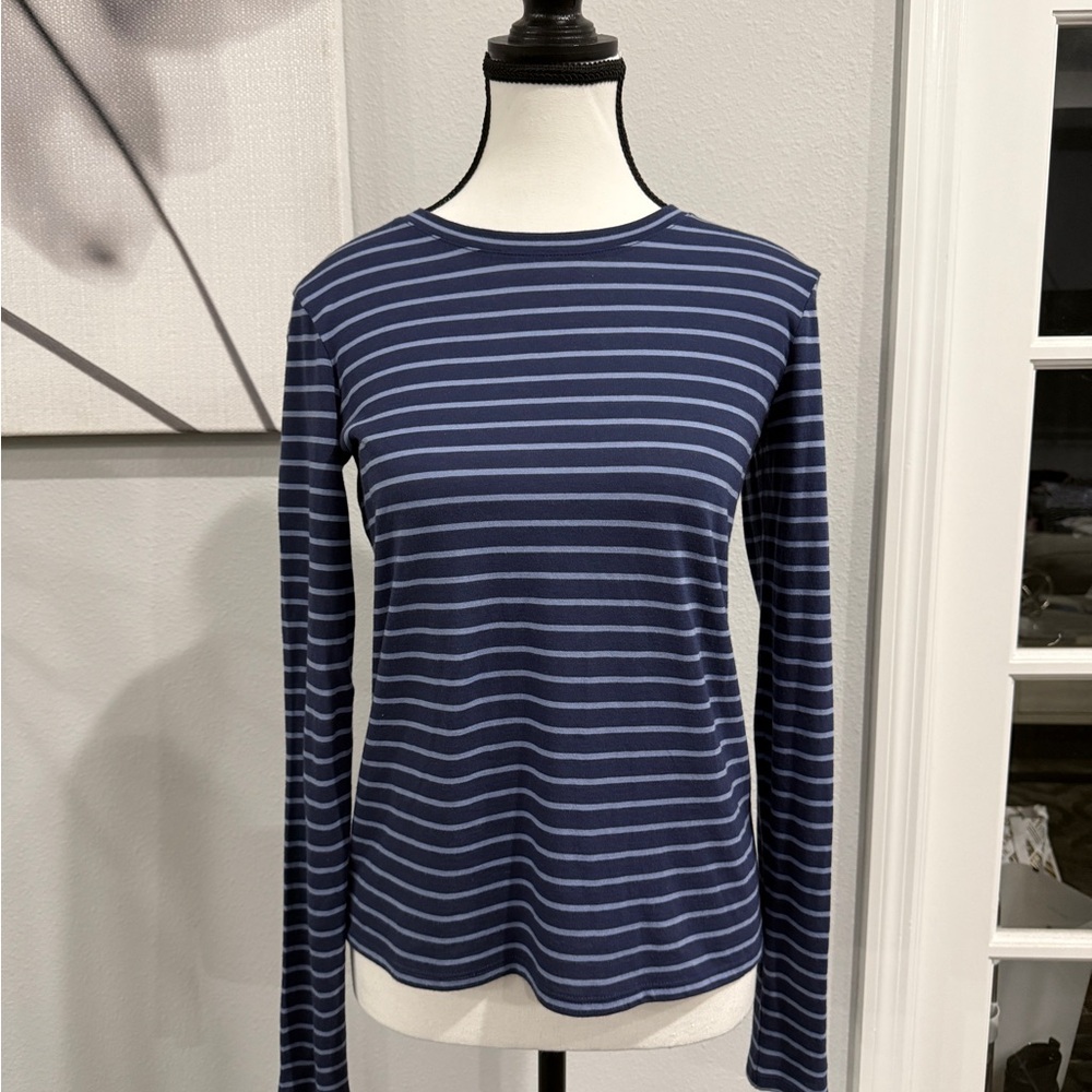 Vince Striped Blue Long Sleeve Top